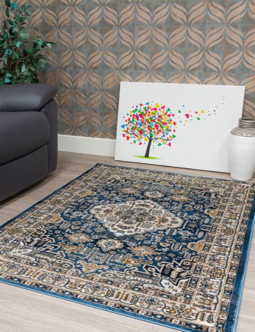 AZIZA MEDALLION BLUE 80 X 150