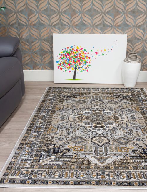 AZIZA MEDALLION GREY 80 X 150