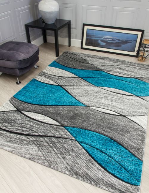 IMPULSE WAVES BLACK/TEAL 80 X 150