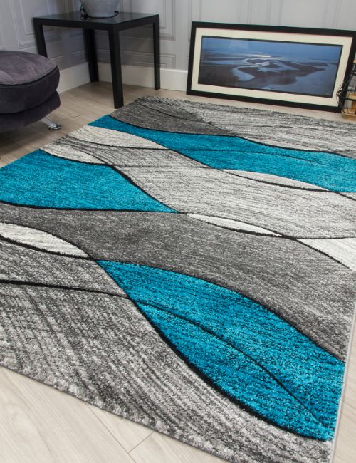 IMPULSE WAVES BLACK/TEAL 120 X 170