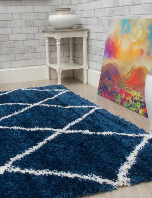 FANTASY TRELLIS BLUE/CREAM 120 X 170