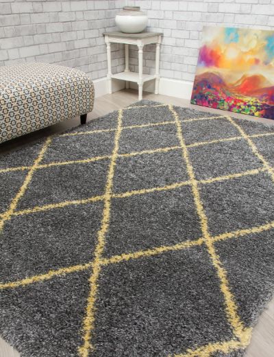 Fantasy Trellis - Dark Grey / Yellow 4